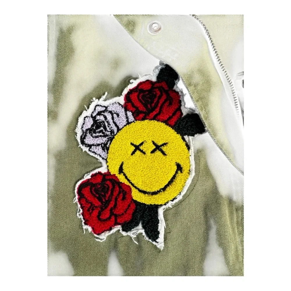 Zara Girls Green Jean Jacket with Decorative Patches 11-12